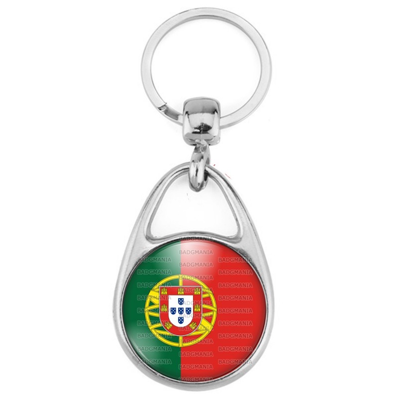 Porte-Clés Acier Ovale Drapeau Portugal Portuguais Portuguese Flag Embleme 