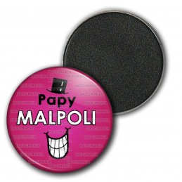 Magnet Aimant Frigo 3.8cm Papy Malpoli - Fond violet