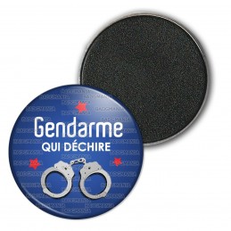 Magnet Aimant Frigo 3.8cm Gendarme qui déchire - Menottes Fond Bleu