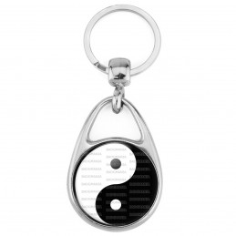 Porte Clés Métal 2 Faces Logo 3cm Yin Yang Blanc Noir Harmonie Equilibre Feng Shui Paix Peace Amour Love