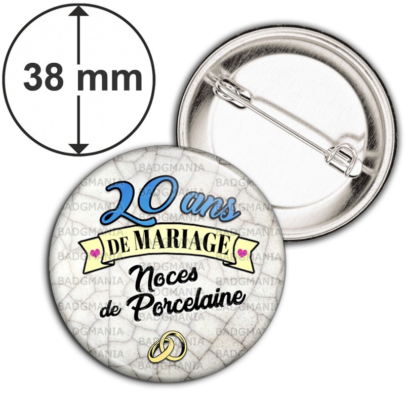 Badge 38mm Epingle Ans De Mariage Noces De Porcelaine Anneaux Anniversaire Mariage Badge 38mm Epingle Ans De Mariage Noces De Porcelaine Anneaux Anniversaire Mariage