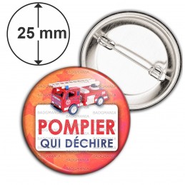 Badge 25mm Epingle Pompier Qui Déchire - Camion SP Grande Echelle