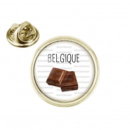 Pin's rond 2cm doré Belgique Carré Chocolat