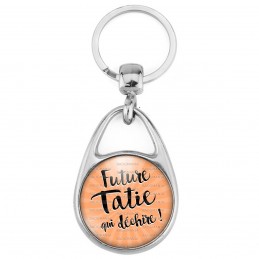 Porte Clés Métal 2 Faces Logo 3cm Future Tatie qui Déchire - Fond orange