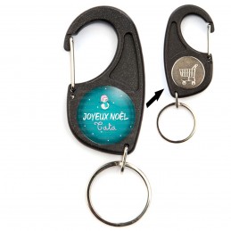 Porte Cles Mousqueton Jeton Caddie Joyeux Noel Tata Bonhomme De Neige Flocons Fond Bleu Porte Cles Mousqueton Jeton Caddie Joyeux Noel Tata Bonhomme De Neige Flocons Fond Bleu
