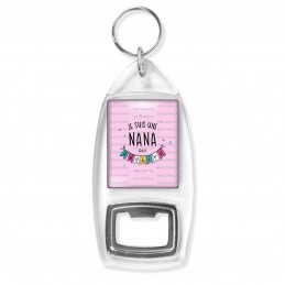 Porte Clés Décapsuleur Je suis une Nana qui Déchire - Fond rose banderole