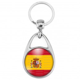Porte Clés Métal 2 Faces Logo 3cm Drapeau Espagne Espagnol Spain Flag Emblème