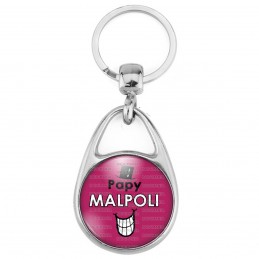 Porte Clés Métal 2 Faces Logo 3cm Papy Malpoli - Fond violet
