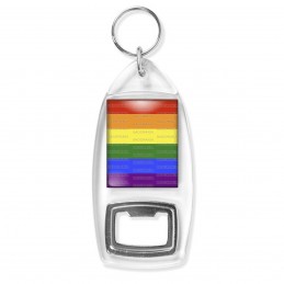 Porte Clés Cuir Carré Rainbow LGBT Gay Pride Diversity Peace Drapeau 