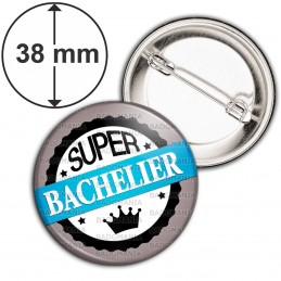Badge 38mm Epingle BAC - Super Bachelier - Couronne Bleu Gris